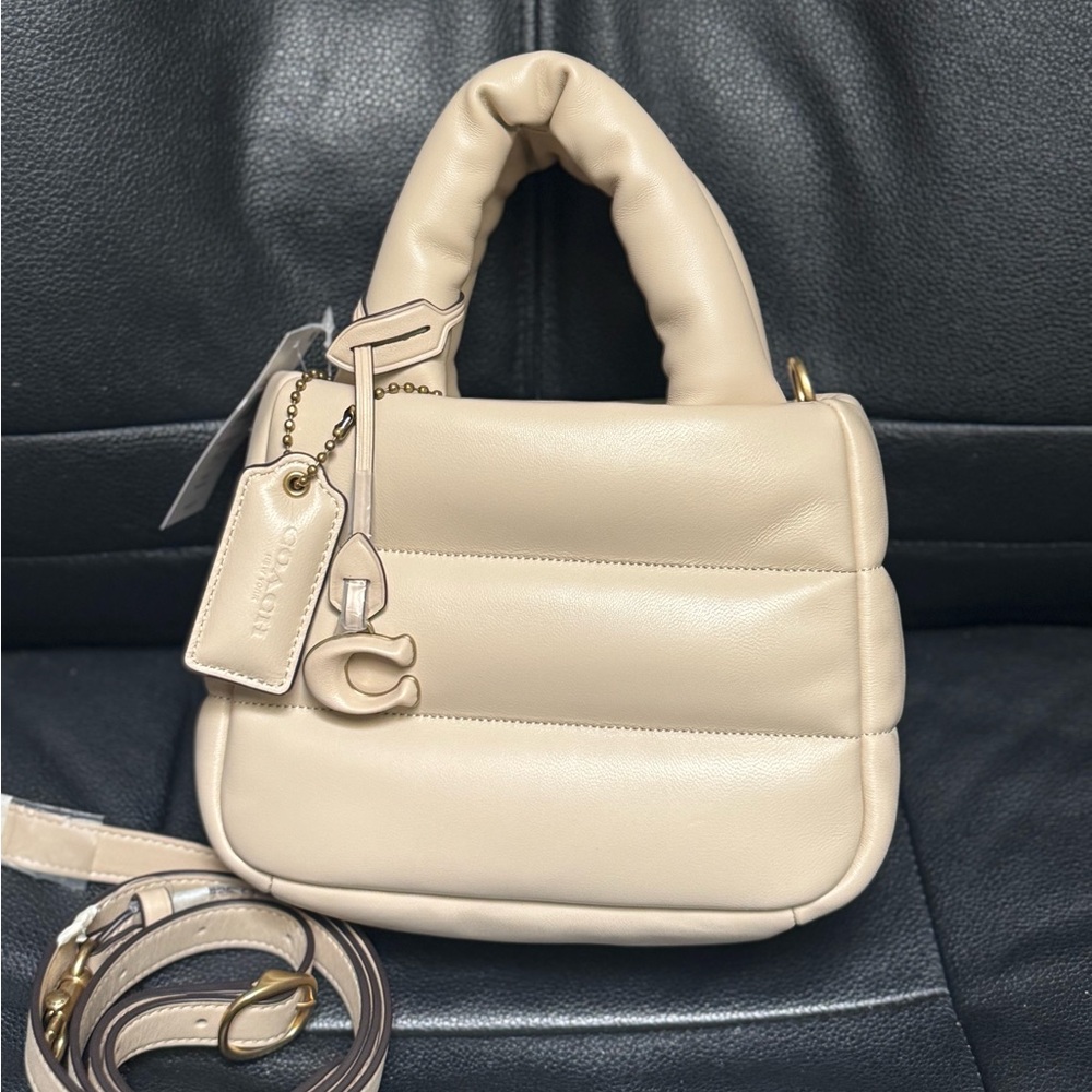 Coach Nappa leather Mini Pillow Tote Bag CL592 in ivory